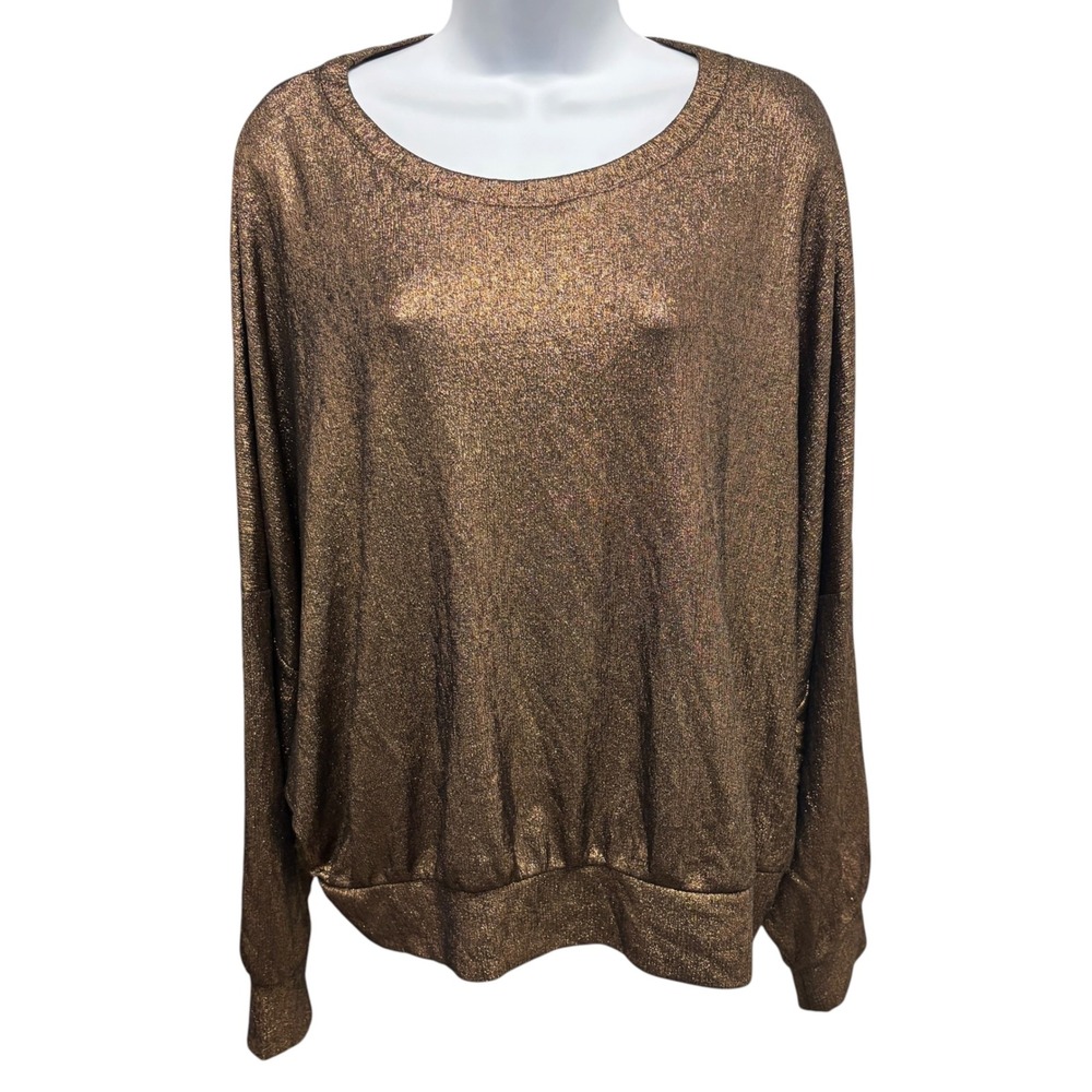Express Metallic Bronze Dolman Sleeve Shimmer Blouse Top XL NEW